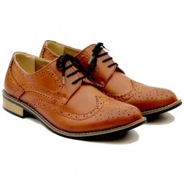 Boys Brown Brogue Derby Pointed Shoes
